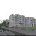 Modern Residential Building With Water Feature Green Lawn And Glass Facade Balconies