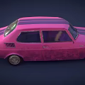 Vintage Pink Sedan Car With Worn Exterior And Classic Design