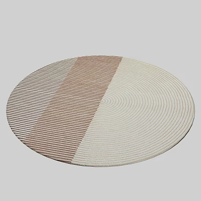 Neutral Toned Square Rug With Striped Spiral Pattern And Beige Brown Hues 3d model