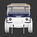 Blue Off Road Style Model Car With Beige Soft Top White Wheels And Body Logo