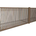 Brown Wooden Fence With Vertical Slats Modern Design And Connecting Posts