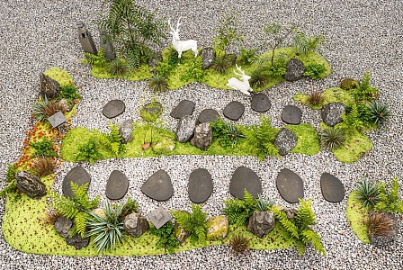 New Chinese Landscape Landscaping Stone Micro Terrain Ting Step Plant Landscape Sick 3d model