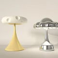 Stylish Table Lamps With Yellow Mushroom And Silver Cloud Shaped Shades