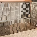 Modern Geometric Room Divider With Metal Frame And Glass Panels In Interior Space