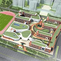 Modern School Campus Architectural Design Featuring Green Roofs Sports Field And Running Track