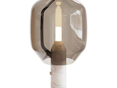 Elegant Modern Table Lamp With Smoke Glass Shade And Marble Base Design 3d model
