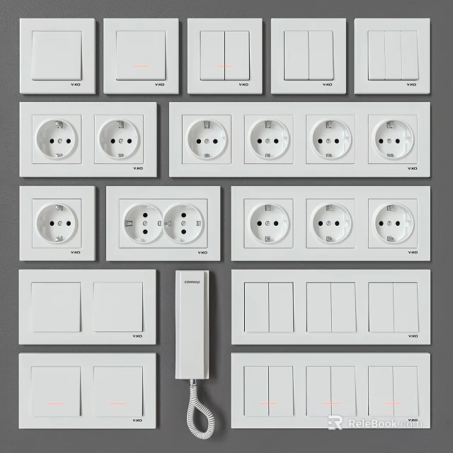 White Switch Panels With Various Designs And Socket Options For Home Use 3d model