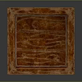 Square Brown Wooden Storage Box With Intricate Carved Details And Natural Wood Grain