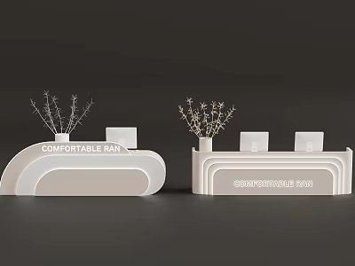 Comfortable Man Decorative Items with White Curved Design and Twigs for Stylish 3d model
