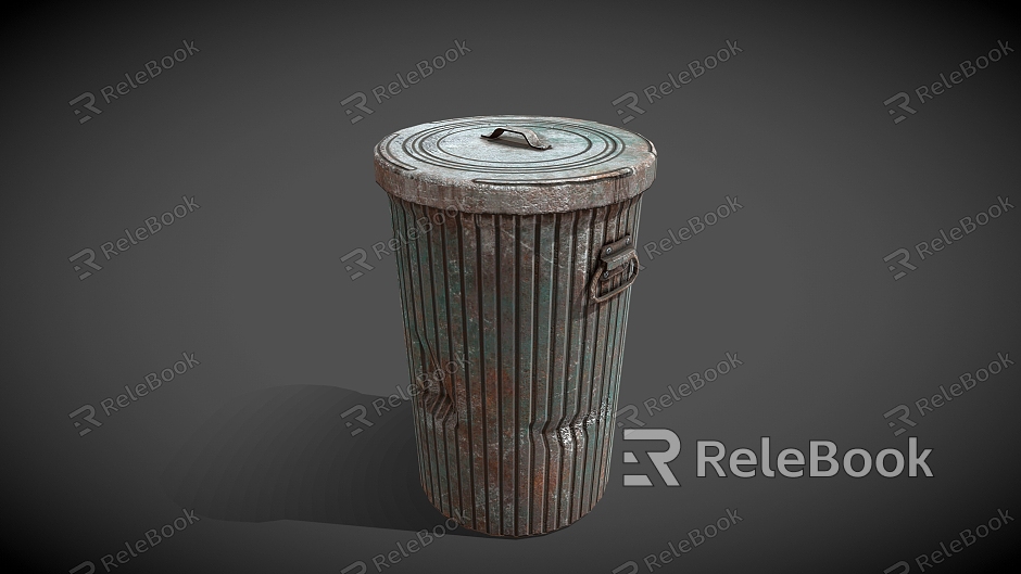 Metal trash can trash can model