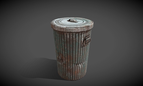 Metal trash can trash can 3d model