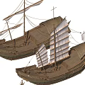 Two Traditional Wooden Boats With White Canvas Sails And Wooden Hulls