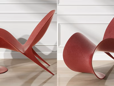 Red Single Chair Featuring Sleek Curved Design And Smooth Surface Texture 3d model