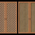 Wooden Wardrobe Doors With Double Door Design And Different Lattice Patterns 3d model