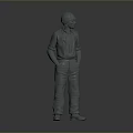 3D Rendered Male Character Model In Uniform With Cap Standing Hands In Pockets