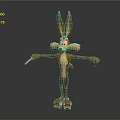 Playful Game Movie Cartoon Character With Long Ears Brown Fur And Roller Skates