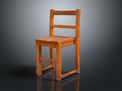 Vintage Wooden Chair With Simple Design And Classic Solid Wood Structure 3d model