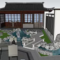 Traditional Courtyard Garden Entrance With Intricate Patterns Circular Emblem And Stone Steps