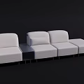 Modern White Fabric Casual Sofa Set with Modular Sections and Comfortable Seats 3d model