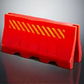 High Visibility Red Traffic Barrier With Yellow Reflective Stripes And Durable Plastic Build