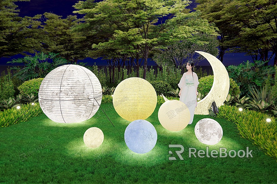 Moon lamp inflatable moon lamp landscape sketch landscape lamp atmosphere lamp lamp star lamp moon ornament sculpture model