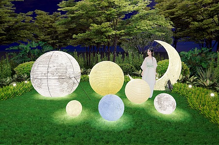 Moon lamp inflatable moon lamp landscape sketch landscape lamp atmosphere lamp star lamp moon ornament sculpture 3d model