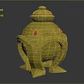 Elegant Golden Decorative Ornament Piece With Intricate Design Red Gemstones And Sturdy Base