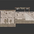 Traditional Ancient Building Model With Stone Walls Wooden Roof Staircase And Terrace