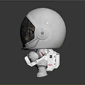 Cute Striped Cat Character In White Astronaut Helmet With Big Green Eyes