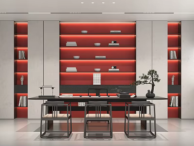 Tea Room Tea Table and Chair Combination Tea Set Decorative Cabinet 3d model