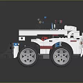 Lego Style White Utility Vehicle With Black Attachments 3d model