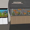 Modern Aquarium Fish Tanks With White And Wooden Cabinets And Colorful Fish Green Plants