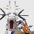 Building Blocks Dragon Model with Blue and White Body and Yellow Armored Minifigure