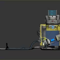 Yellow Device With Tilting Digital Screen Blue Hose And Control Panel