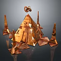 Copper Pyramid Shaped Modern Furniture With Spires And Circular Ornament On Top