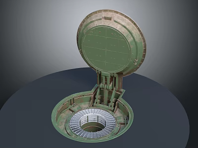 Green Circular Open Mechanical Cover With Internal Metal Components And Gear Design 3d model