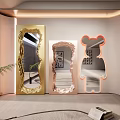 Modern Interior Design With Gold Frame Pink Frame Bear Shaped And Neon Decorative Mirrors