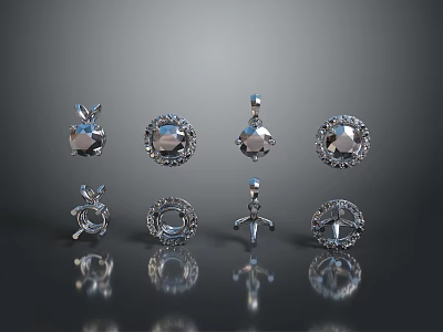 Stylish Fashionable Earrings With Various Designs And Metal Accents For Accessories 3d model