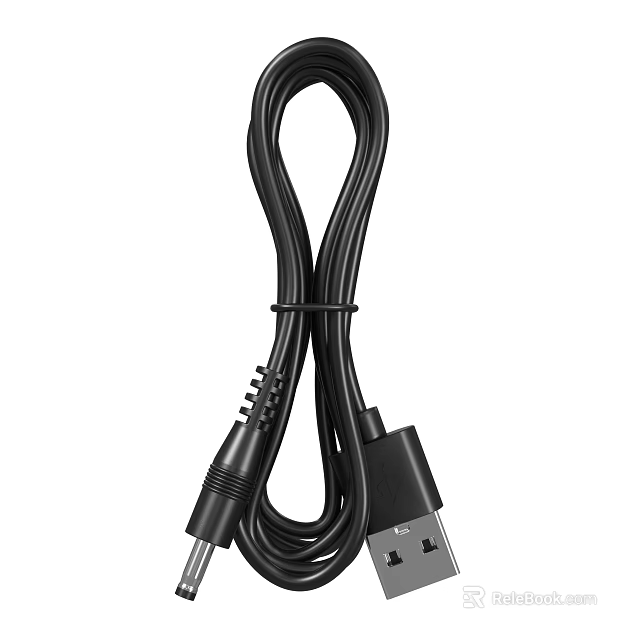 Black USB Charging Data Cable For Mobile Phones And Digital Devices 3d model 