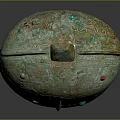 Ancient Chinese Bronze Lidded Vessel With Ornate Carvings And Green Patina