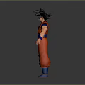 3D Animated Character Model With Red Martial Arts Uniform Blue Belt And Black Spiky Hair