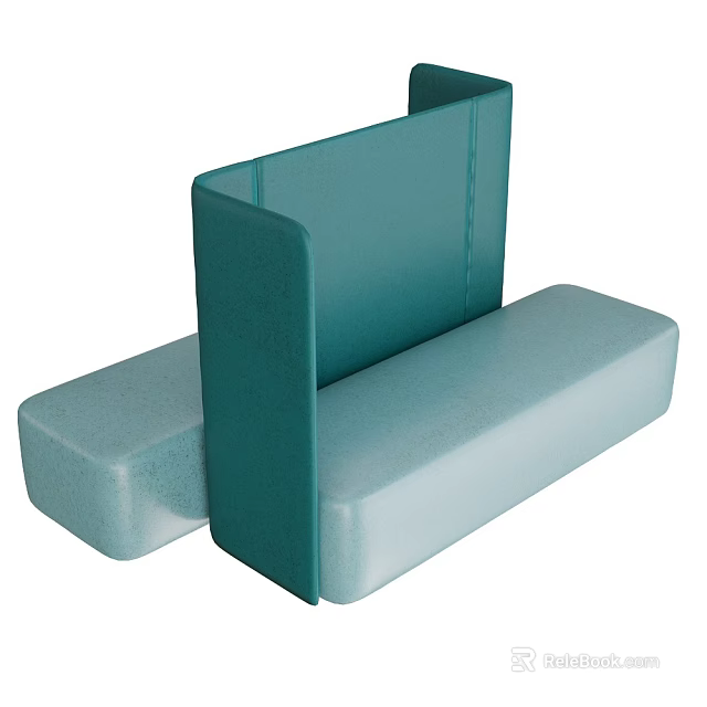 Teal And Light Blue Upholstered Sectional Sofa With Cushion And Backrest Design 3d model