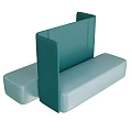 Teal And Light Blue Upholstered Sectional Sofa With Cushion And Backrest Design 3d model