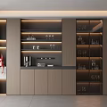 Modern Sideboard Design With LED Lighting Glass Door Shelves And Wine Glass Storage