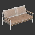 Modern Minimalist Multi Seater Sofa With Beige Fabric Cushions Striped Backrest And Wooden Frame