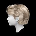 Detailed Realistic Game Movie Character Blonde Hairstyle 3D Model on Black Background