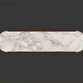 Modern Console Table With White Marble Top Brown Wooden Cabinet Pink Edges And Black Legs