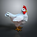 Low Poly 3D Chicken Model With White Feathers Red Comb And Yellow Feet