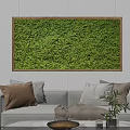 Living Green Wall With Wooden Frame In Indoor Living Room Sofa Decor