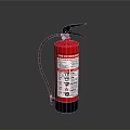 Red Fire Extinguisher With Hose And Instruction Label For Home Safety
